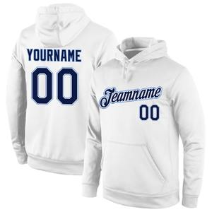 Custom Stitched White <b>Navy</b>-Light <b>Blue</b> Sports Pullover Sweatshirt <b>Hoodie</b> - Product Image 1