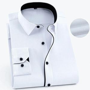 Personalizado 100% algodón hombres manga larga abotonado sólido Slim Fit Casual negocios Formal hombres Streetwear vestido camisa - Product Image 2