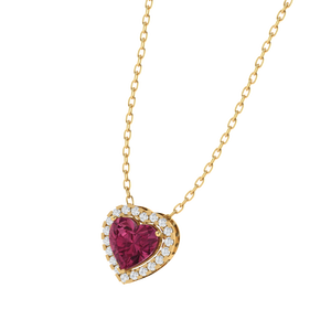 Collar de Oro de 18 Pulgadas Chapado en Oro/Rodio/Oro Amarillo/Oro Rosa con Colgante de Piedra Preciosa de Circonita Cúbica con Corte de Corazón y Turmalina - Product Image 6