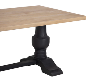 Table à manger moderne pour la maison, la cuisine ou le restaurant, avec piédestal en bois de manguier massif à deux tons, finition naturelle et noire - Product Image 6