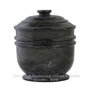 Urna de cremación de mármol negro mate Cenizas humanas para adultos Cilindro de piedra natural sólida Recipiente conmemorativo clásico - Product Image 1