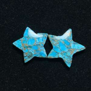 Cabochon en turquoise bleu naturel de haute qualité AAA+ en forme d'étoile, taille personnalisée, marque IBRAHIM GEMS, pour la fabrication de bijoux DIY - Product Image 1