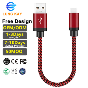 Câble de données USB A 2.0 vers C LUNG KAY 1 pied, <span class=keywords><strong>portable</strong></span>, en nylon, 3A, charge rapide, USB A vers type C, <span class=keywords><strong>cordon</strong></span> de chargeur pour iPhone et Android - Product Image 1