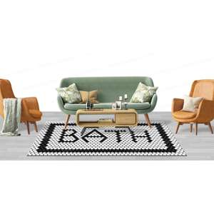 Printed <b>Rug</b> - Modern Black and White Bath <b>Rug</b> for Indoor and Outdoor Use,Luxury Velvet <b>Rug</b> - Product Image 5