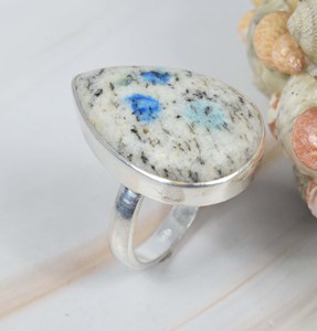 Bague de fiançailles à la main en argent sterling 925 avec cabochon de jaspe K2 en argent fin pour cadeau de mariage - Product Image 2