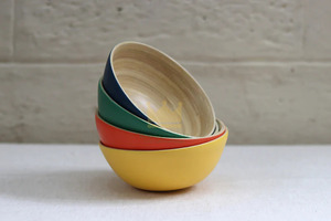 Ensaladera grande redonda de madera de bambú hecha a mano para Fideos de frutas, muchos colores para mezclar y servir - Product Image 5