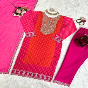 Latest Designer Chinon Silk Sequence Mirror Work <b>Kurti</b> Set by FabZone - Product Image 4