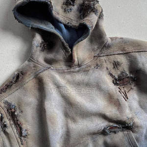 Sweats à capuche chauds pour hommes vieillis d'hiver fabriqués au Pakistan Service OEM Vente en gros Dernier design Sweats à capuche vieillis pour hommes - Product Image 2