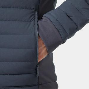 Duck Down Padded Jacket for Men Horizontal Quilting Design Men's Down <b>Coat</b> With Double Collar Double Placket with Slant Pockets - Product Image 5