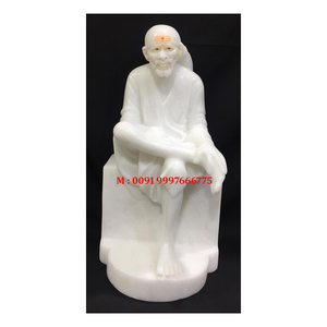 รูปปั้นนั่งหินอ่อนไซบาบาสีขาวหรูหรา - Product Image 1