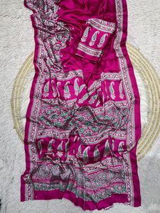 Precio inmejorable para hermosa blusa tradicional con estampado de Sari de satén Crape, blusa étnica clásica de verano de secado rápido para fiesta, informal Regular - Product Image 3