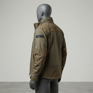Chaqueta Cortavientos Multibolsillos Color Verde Oliva para Hombre, Chaqueta de Trabajo con Capucha, Estilo Táctico con Cremallera Completa - Product Image 2