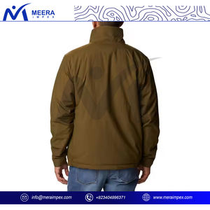 OEM último diseño sólido de color marrón de los hombres chaqueta Softshell personalizar forro polar de tela de cuello alto de talla grande chaquetas al aire libre - Product Image 4