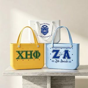 Bolsa de Playa Personalizada de EVA, Bolsa de Mano Impermeable de Goma para Hermandades, Regalo para la Semana de Recaudación de Membresías Greek Life para Chicas Universitarias - Product Image 1