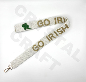 Customized White Gold Seed Bead Bag Straps 'Hook Em Horns' <b>Fashionable</b> <b>Accessory</b> Beaded Purse Strap Touch Doww Design - Product Image 2