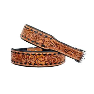 Petit moyen grand collier de chien en cuir de vache rembourré souple collier pour animaux de compagnie avec outillage à la main et fabricant de sculptures Design sur mesure - Product Image 1