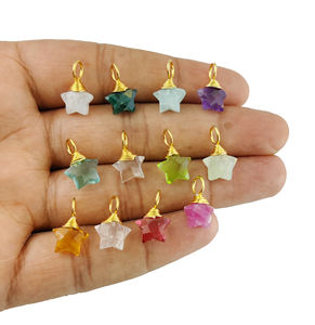 โรสควอตซ์พลอย10มม. ลวดพันดาวต่างหูจี้ห้อยรูปเงินสเตอร์ลิงสีทองประดับอัญมณีทำเครื่องประดับหัวใจขายส่ง - Product Image 6