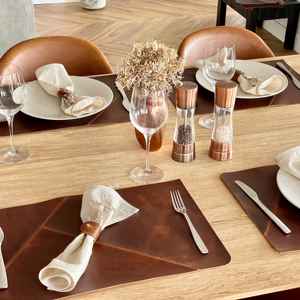 Premium Quality Genuine Leather Luxury Eco-Friendly <b>Place</b> <b>Mat</b> for Restaurant <b>Table</b> Waterproof Heat Resistant Washable LPM-0008 - Product Image 3