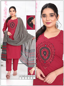 Conjunto Salwar Kameez Dhwaja Export L 5XL, Algodón Premium, Traje Tradicional para Bodas, Gamthi con Parches Hechos a Mano, Dupatta de Alta Calidad - Product Image 5