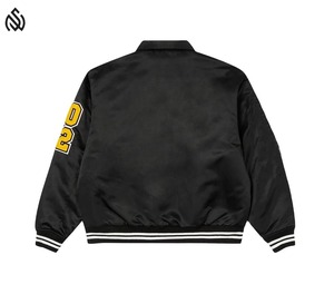 Chaqueta Universitaria de Satén Personalizada de Alta Calidad para Hombre, Chaqueta de Invierno de Color Sólido, Chaqueta Universitaria de Satén con Letras de Béisbol - Product Image 6