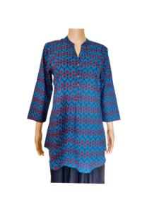 Blusas Casuales de Algodón Estilo Bohemio para Mujer, Cuello en V, Estampados Florales Simples, Manga Corta, Talla Única, Venta Directa al por Mayor - Product Image 6