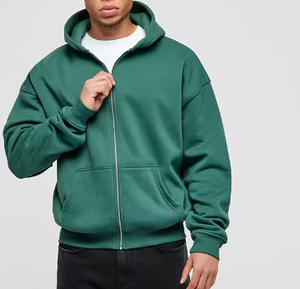 <b>Bulk</b> Casual Plain French <b>Terry</b> Puff Print Pullover 500GSM Cotton Custom Zip up Hoodie - Product Image 4