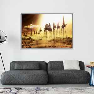 Arte impreso en lienzo para pared: diseño moderno de elefante de Salvador Dalí, 1 pieza: con marco blanco - Product Image 1