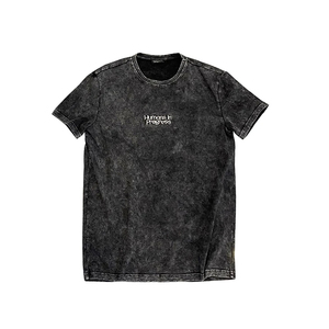T-shirt décontracté à manches courtes et col rond pour homme, coupe ample, en tissu Dobby 100 % coton lavé 230 g – Collection Humans in Progress - Product Image 1