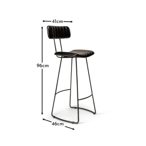 Tabourets de bar hauts en cuir noir industriel - Product Image 6