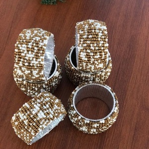 แหวนผ้าเช็ดปากลูกปัดทำด้วยมืองานหัตถกรรมทำมือแหวนผ้าเช็ดปากลูกปัดเม็ดแท้ทำด้วยมือออกแบบโดยลูกปัด - Product Image 5