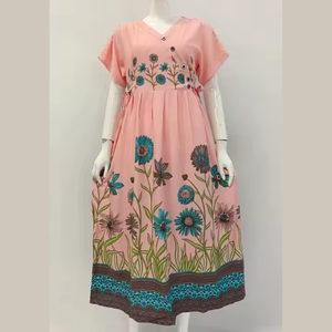Casual Daily Ladies Summer Floral Dress Tallas grandes Ropa de dormir para mujer con camisón suelto de rayón suave - Product Image 2