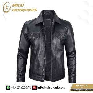 Customized <b>Men</b> Leather <b>Jacket</b> Vintage Real Lambskin Windproof Breathable <b>Trucker</b> Style Leather <b>Jackets</b> for <b>Men</b> - Product Image 2