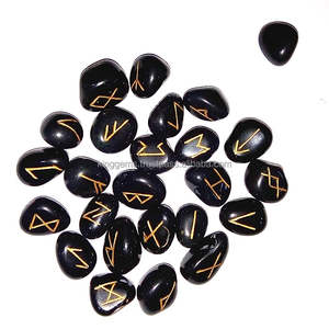 ENSEMBLES DE RUNE D'OBSIDIENNE NOIRE NATURELLE Offre Spéciale DE MEILLEURE QUALITÉ CRISTAUX DE GUÉRISON 25 PIÈCES ENSEMBLE DE RUNE EN AGATE - Product Image 4