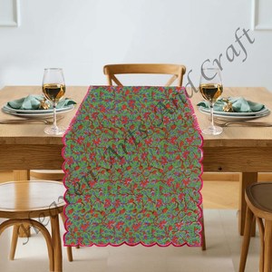 Vente chaude Indien Floral Main Bloc Imprimer 100% Pur Coton Tissu Broderie Bord Chemin De Table Pour L'utilisation De La Fête De Mariage Pour Le Mariage - Product Image 4