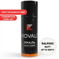 Peinture aérosol émail thermorésistant KOVALI haute température 200°C, finition mate, pour grille d'échappement, cuisinière, blanc signal RAL 9003, 520ml