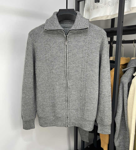 Prendas de punto de invierno para hombre Suministro ODM Cremallera transpirable Cuello simulado Suéter de punto Algodón Logotipo personalizado Impreso - Product Image 3