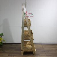 Artex Dong Thap - Estante de Almacenamiento de 3 Niveles con Cestas de Jacinto de Agua y Estructura de Madera, Diseño Moderno, Mueble Portátil para Oficina, Hogar y Cocina