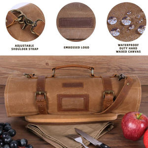 Sac à couteaux en toile de cuir de qualité supérieure, résistant aux odeurs, robuste, pliable, durable, sac utilitaire pour chef, rangement d'outils de cuisine, porte-couteaux - Product Image 3