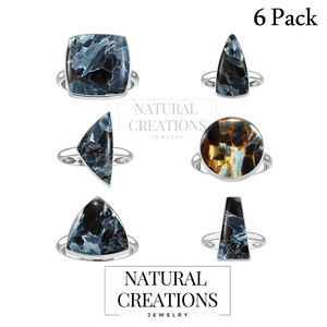 Anillo de Plata de Ley 925 con acabado alto, ajuste de bisel, mezcla de piedras preciosas de Pietersite, formas, fiesta de boda clásica, moda de moda - Product Image 5