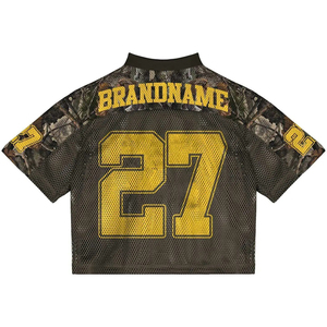 Fabricante personalizado American Vintage fútbol Jerseys Francia de gran tamaño de punto de malla con cuello en V Crop Boxy Mesh fútbol Jersey de los hombres - Product Image 6