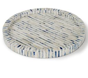 Plateau de service et de rangement rond élégant en os naturel pour le thé, le café, la restauration rapide, les mariages ou les événements professionnels – Outil de cuisine unique, plateau cadeau - Product Image 1