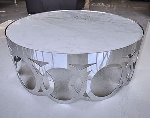 Salon Style De Luxe En Acier Inoxydable Rond Salon Canapé Doré Coin Table En Forme De Sablier Table D'appoint - Product Image 4