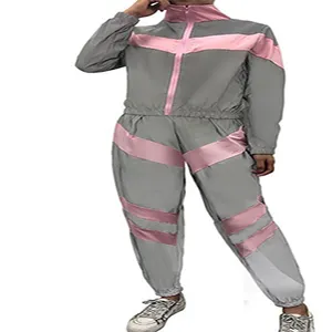 2023 new arrival fashionable stylish reflective sweatsuit set jacket pant trouser two piece reflector ladies tracksuit CP-WTS-10