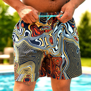 Pantalones cortos de playa de secado rápido respetuosos con el medio ambiente para hombre OEM, pantalones cortos de tabla tejidos florales con estampado transpirable ligeros, informales de secado rápido - Product Image 1