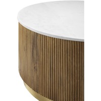 Mesa de Centro Redonda de Metal Ecológica y Moderna con Elegante Diseño de Botellero para Sala de Estar, Muebles para el Hogar M.R. ARTESANÍAS MR-1211