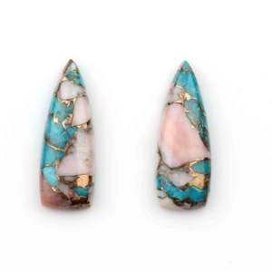 Cabujón de piedras preciosas de cobre turquesa Natural de 10x30mm, fabricación de joyas de cuarzo de trillón largo plano, variedad de opacidad, piedras preciosas sueltas - Product Image 2