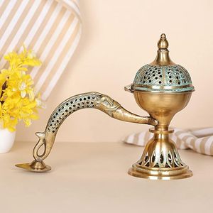 HF Crafts' Luxurious Mid-East Brass <b>Tealight</b> Incense Burner Handmade and Hand Painted Cheap Religious Incense Pot - Product Image 5