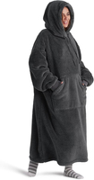 Hoogwaardige, milieuvriendelijke, aanpasbare, zachte gebreide draagbare deken-hoodie van stevige pluche flanel fleece, anti-pilling, warm en knus