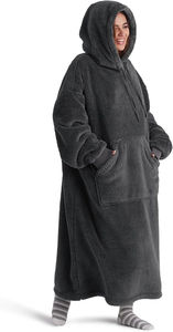 Couverture à capuche en tricot doux personnalisable, écologique et de haute qualité, en flanelle polaire unie, anti-boulochage, chaude et confortable - Product Image 3