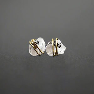 Boucles d'oreilles unisexes en argent sterling 925 avec pierre précieuse percée de cristal de diamant Herkimer - Product Image 2
